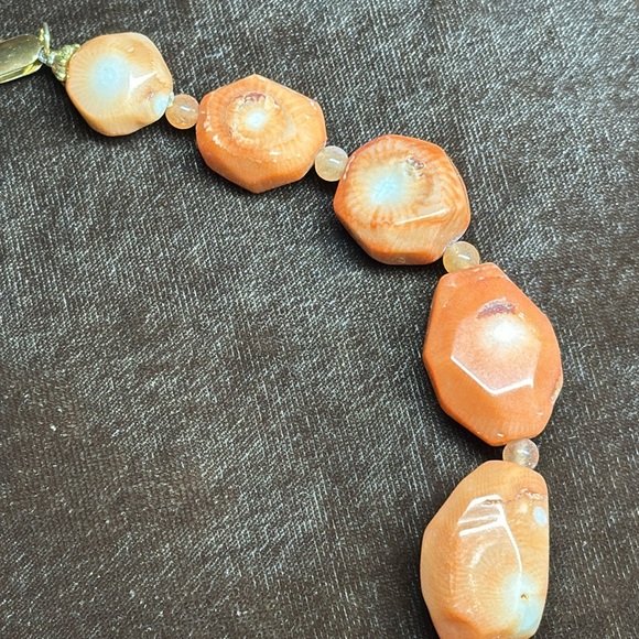 Vintage Carnelian Agate Semi-Precious Gemstone Women’s Necklace Orange 19” - Picture 6 of 10
